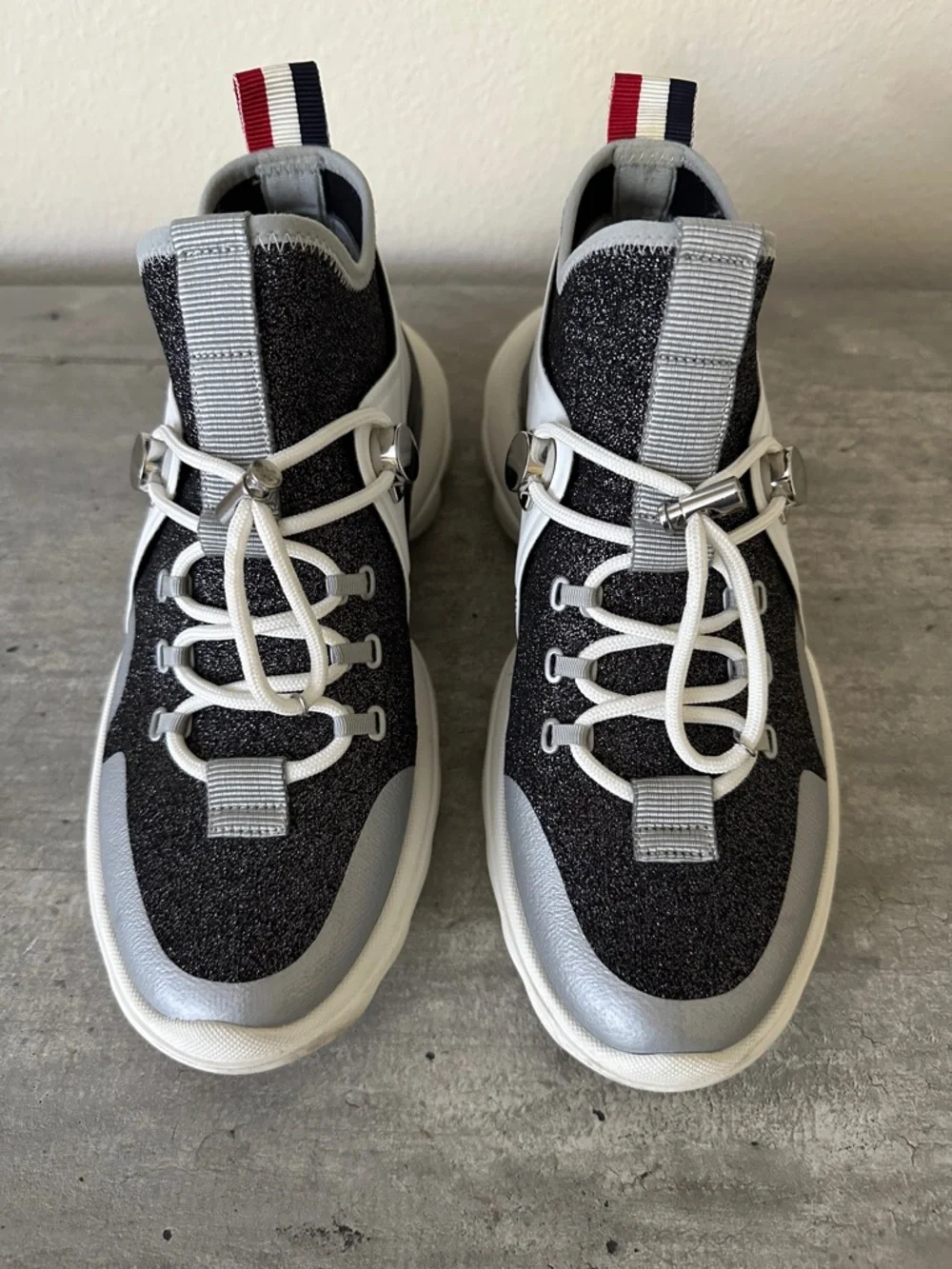 Moncler Black, Silver & White Thelma Sneakers Trainers Size 38